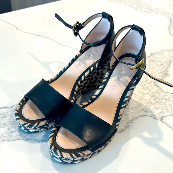 Coach wedges Sandal - Leather upper, Size 5.5 Brand New - Picture 1 of 7